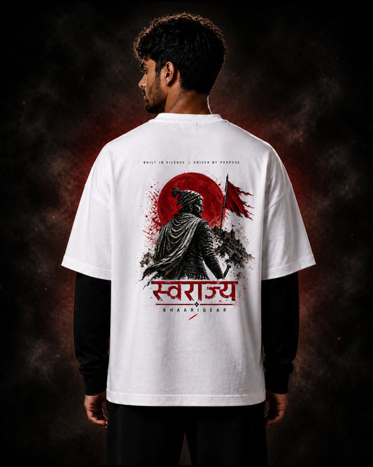 Swarajya Red Moon Warrior T Shirt Oversized | BhaariGear