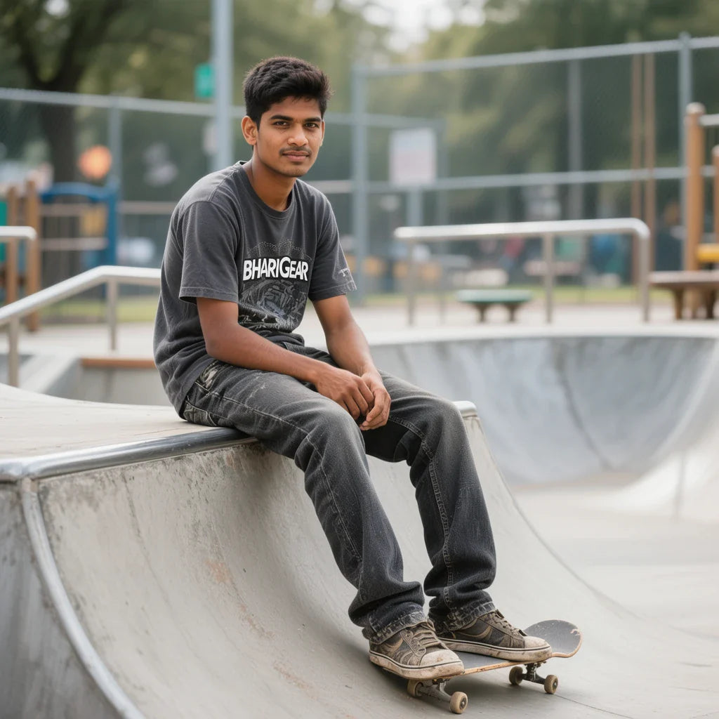 Boys’ streetwear T-shirts by BhaariGear with energetic prints, soft fabric, and youth-friendly style