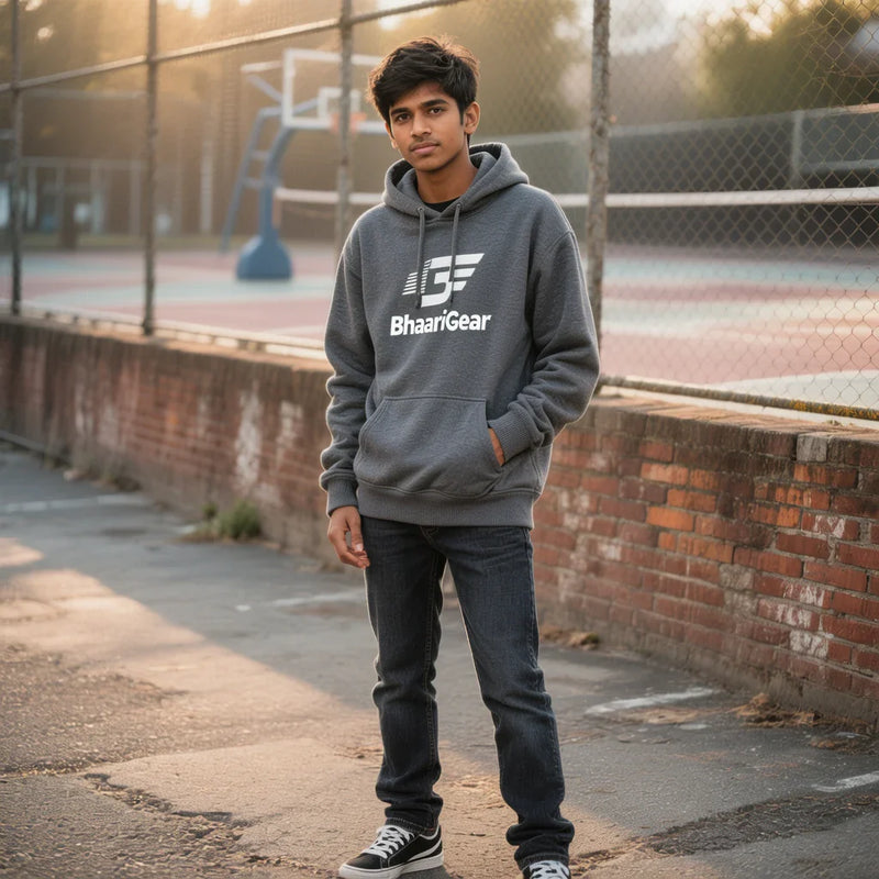 Boys’ hoodies from BhaariGear featuring warm comfort, stylish colours, and modern youth streetwear.
