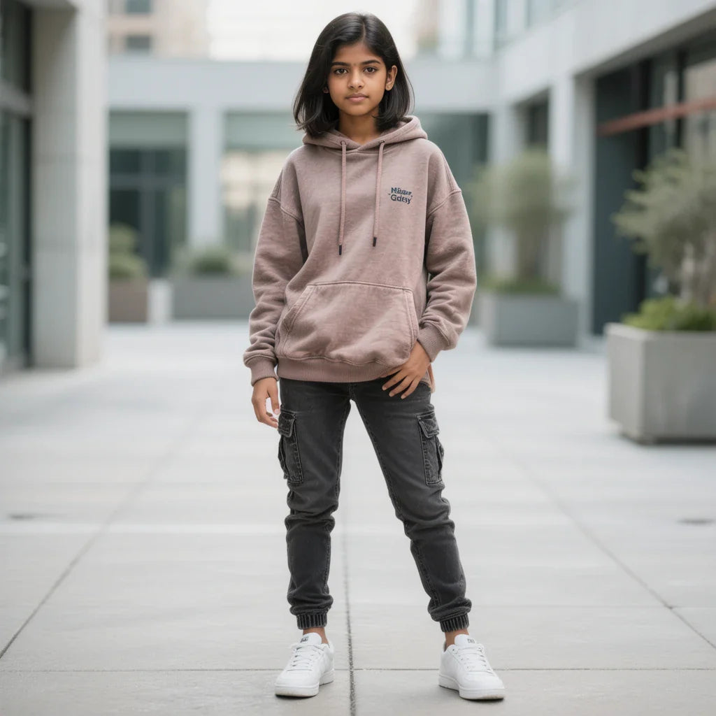 Girls’ premium hoodies by BhaariGear with cinematic colors, cozy fit, and modern streetwear look for young Indian fashion