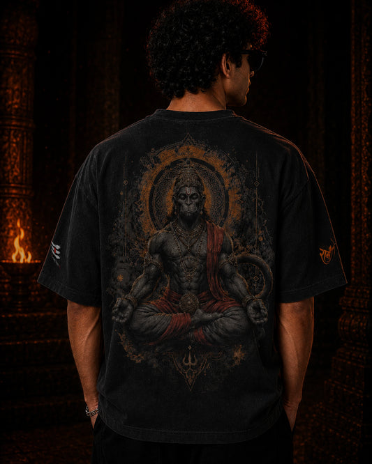 Hanuman Ombre Wash Boxy Fit T Shirt | BhaariGear®