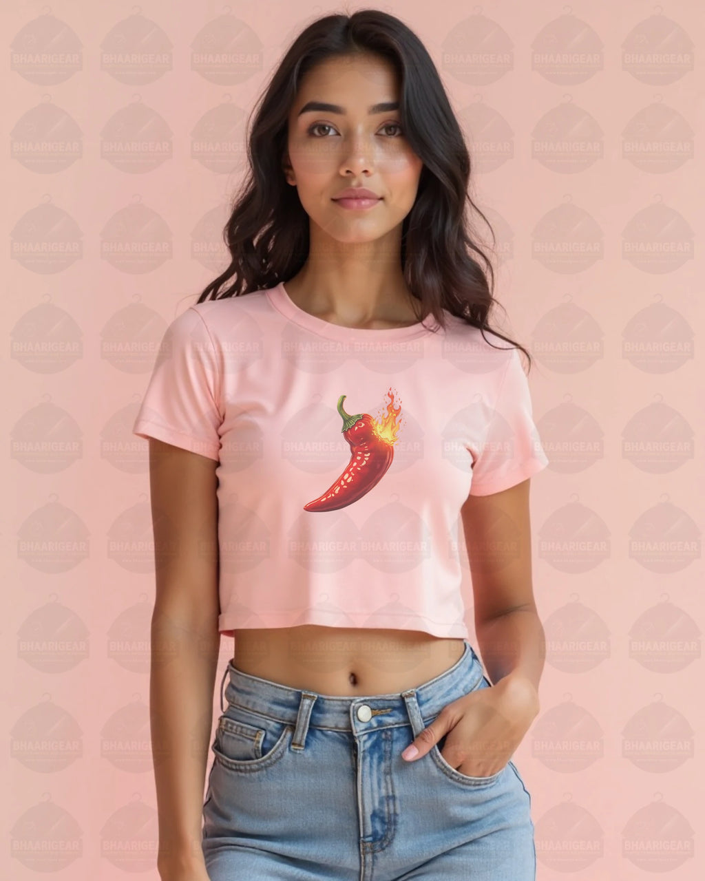Women Chilli Crop Top – Bold Fire Graphic | BhaariGear® - BhaariGear