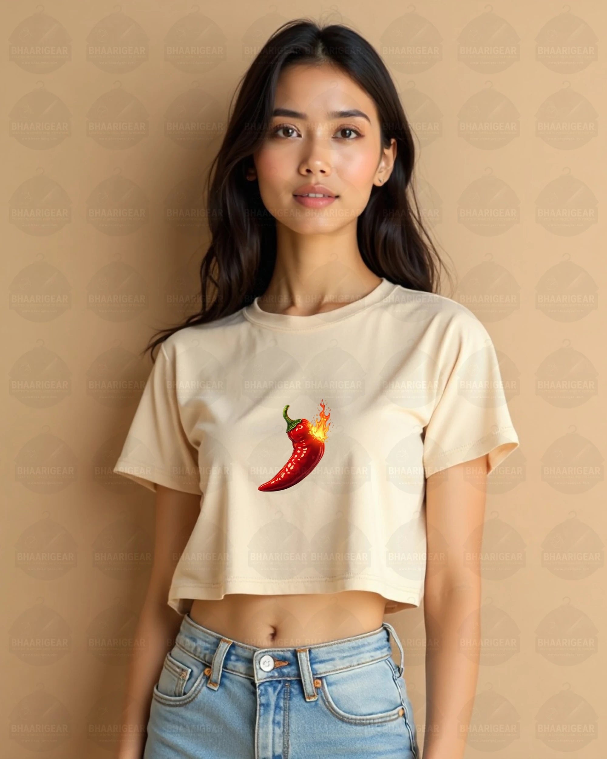Women Chilli Crop Top – Bold Fire Graphic | BhaariGear® - BhaariGear