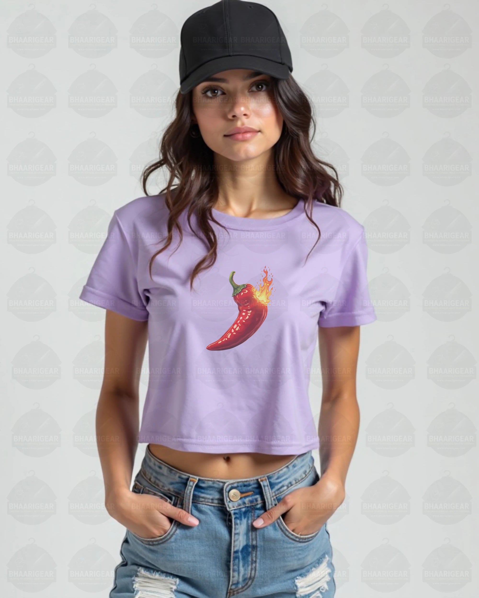 Women Chilli Crop Top – Bold Fire Graphic | BhaariGear® - BhaariGear