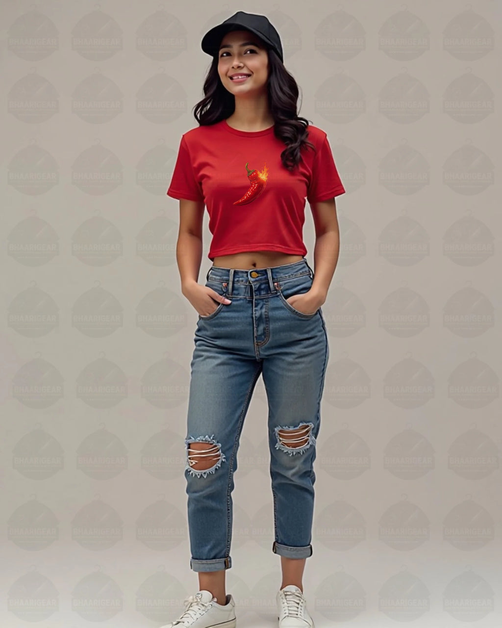 Women Chilli Crop Top – Bold Fire Graphic | BhaariGear® - BhaariGear