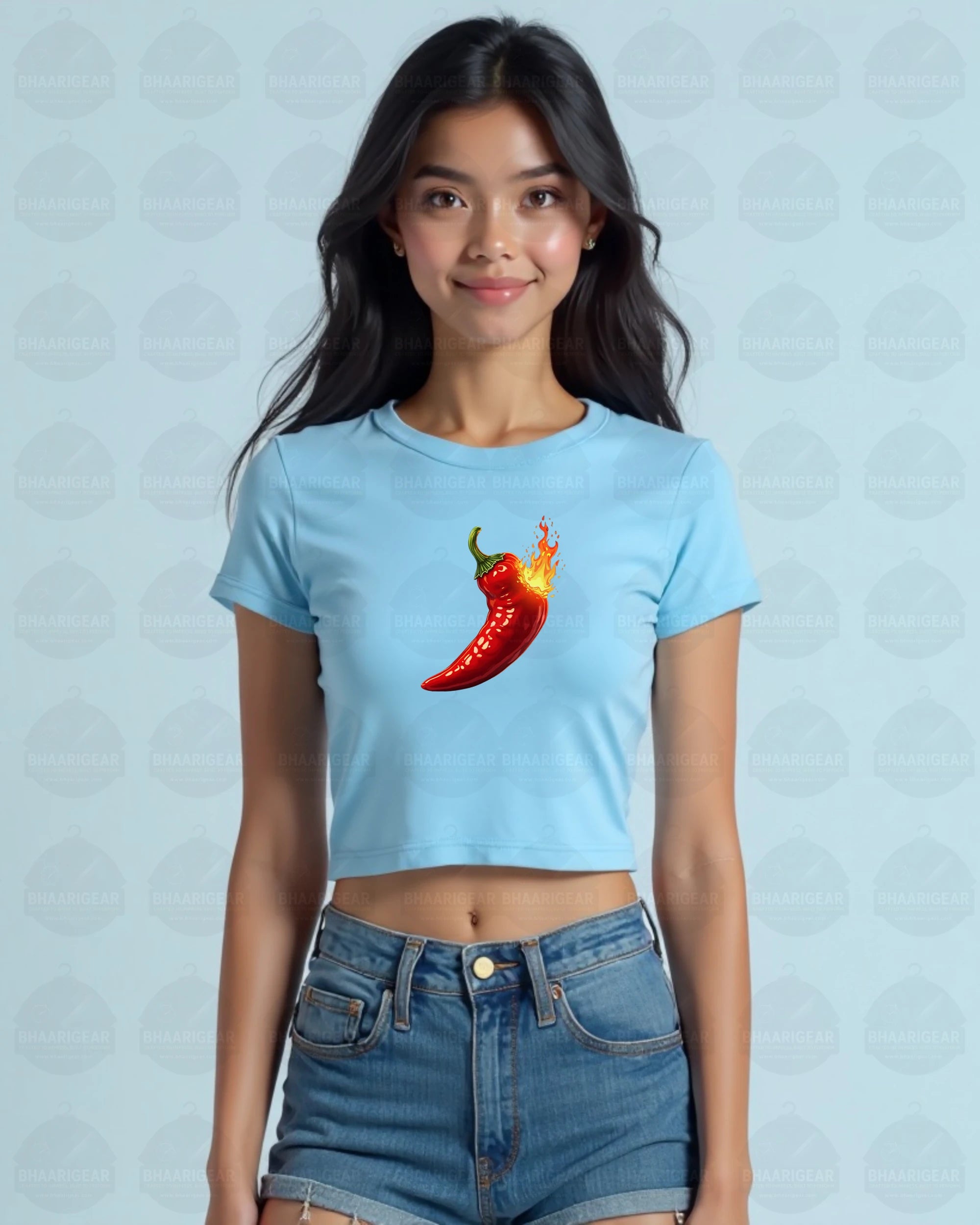 Women Chilli Crop Top – Bold Fire Graphic | BhaariGear® - BhaariGear