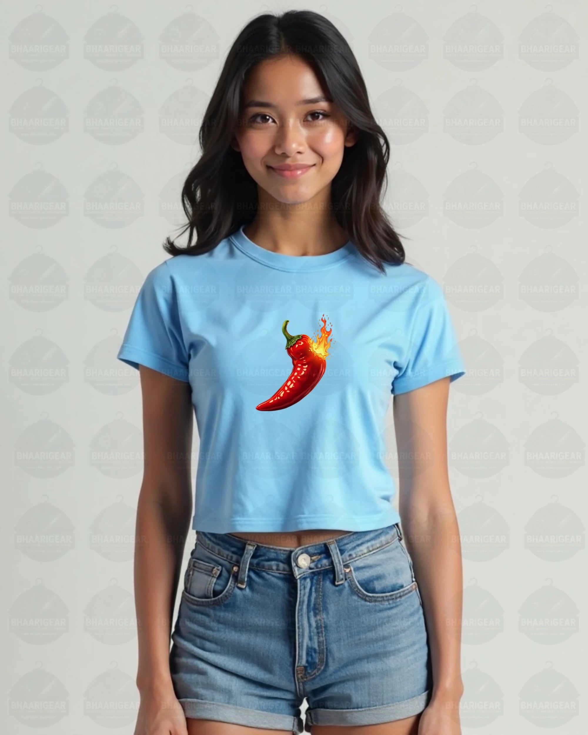 Women Chilli Crop Top – Bold Fire Graphic | BhaariGear® - BhaariGear