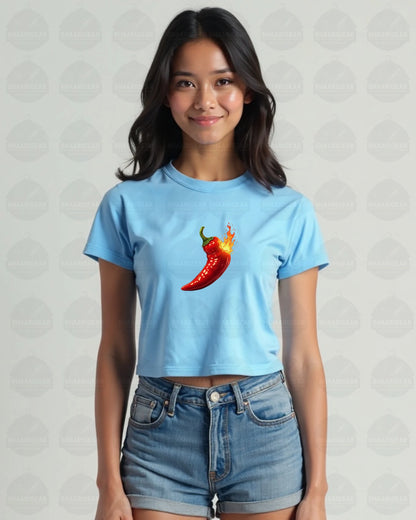 Women Chilli Crop Top – Bold Fire Graphic | BhaariGear® - BhaariGear