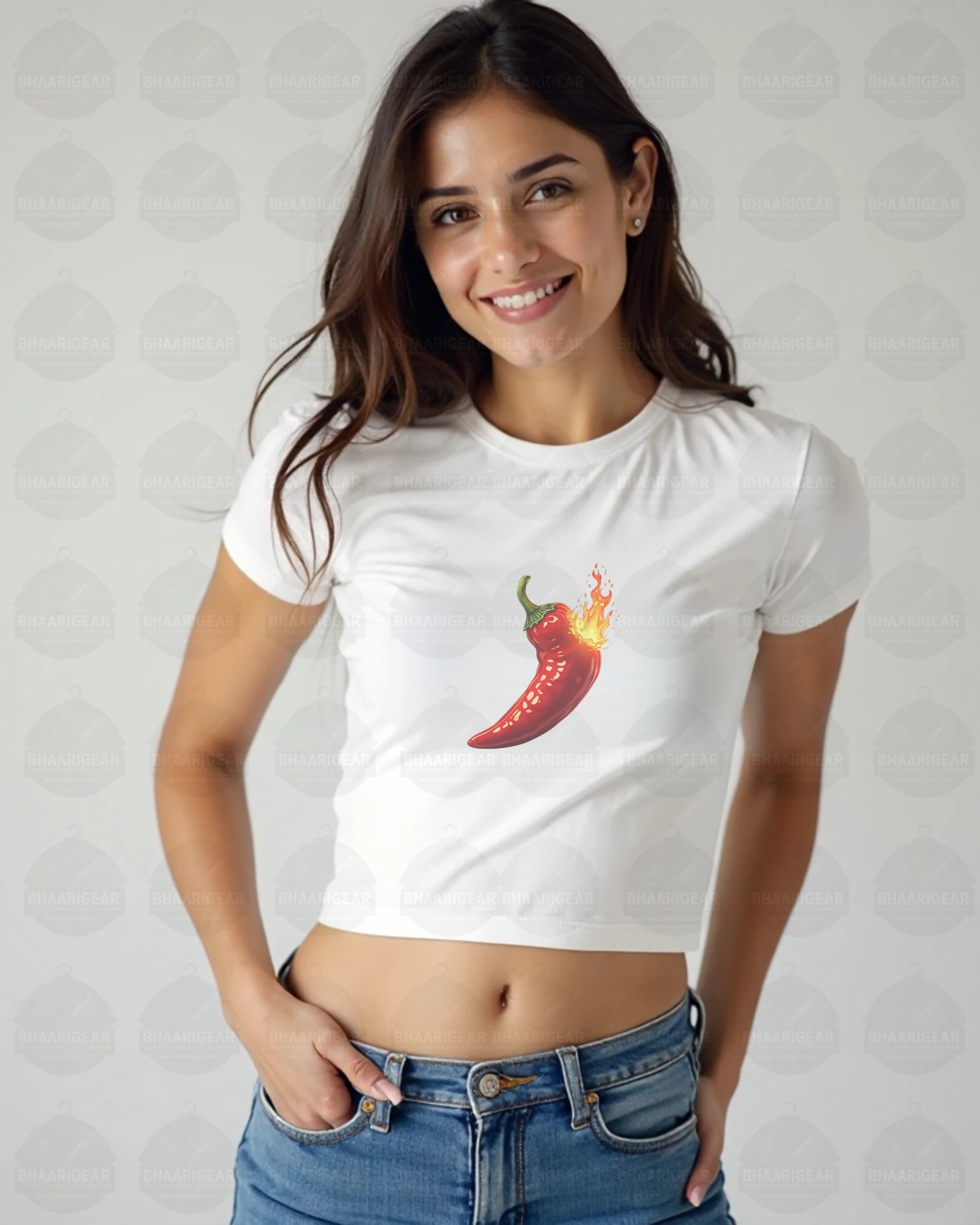Women Chilli Crop Top – Bold Fire Graphic | BhaariGear® - BhaariGear
