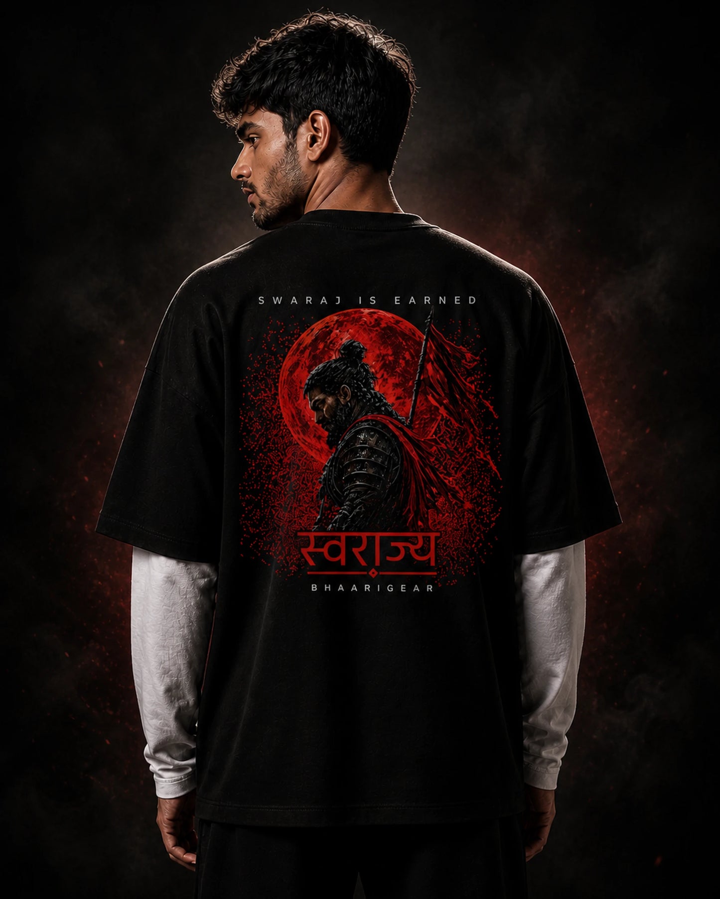 Swaraj Is Earned Oversized Tee – Premium | BhaariGear