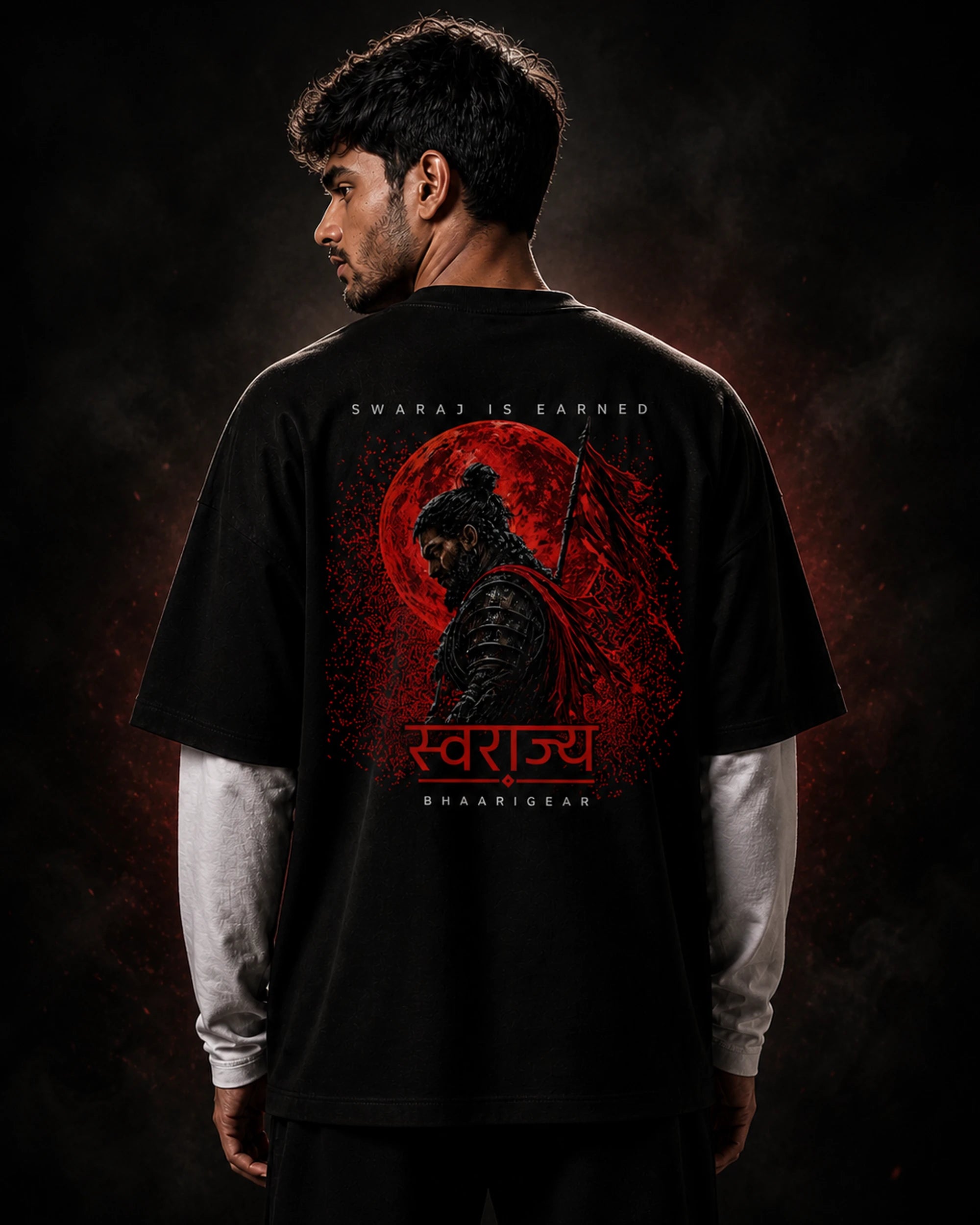 Swaraj Is Earned Oversized Tee – Premium | BhaariGear