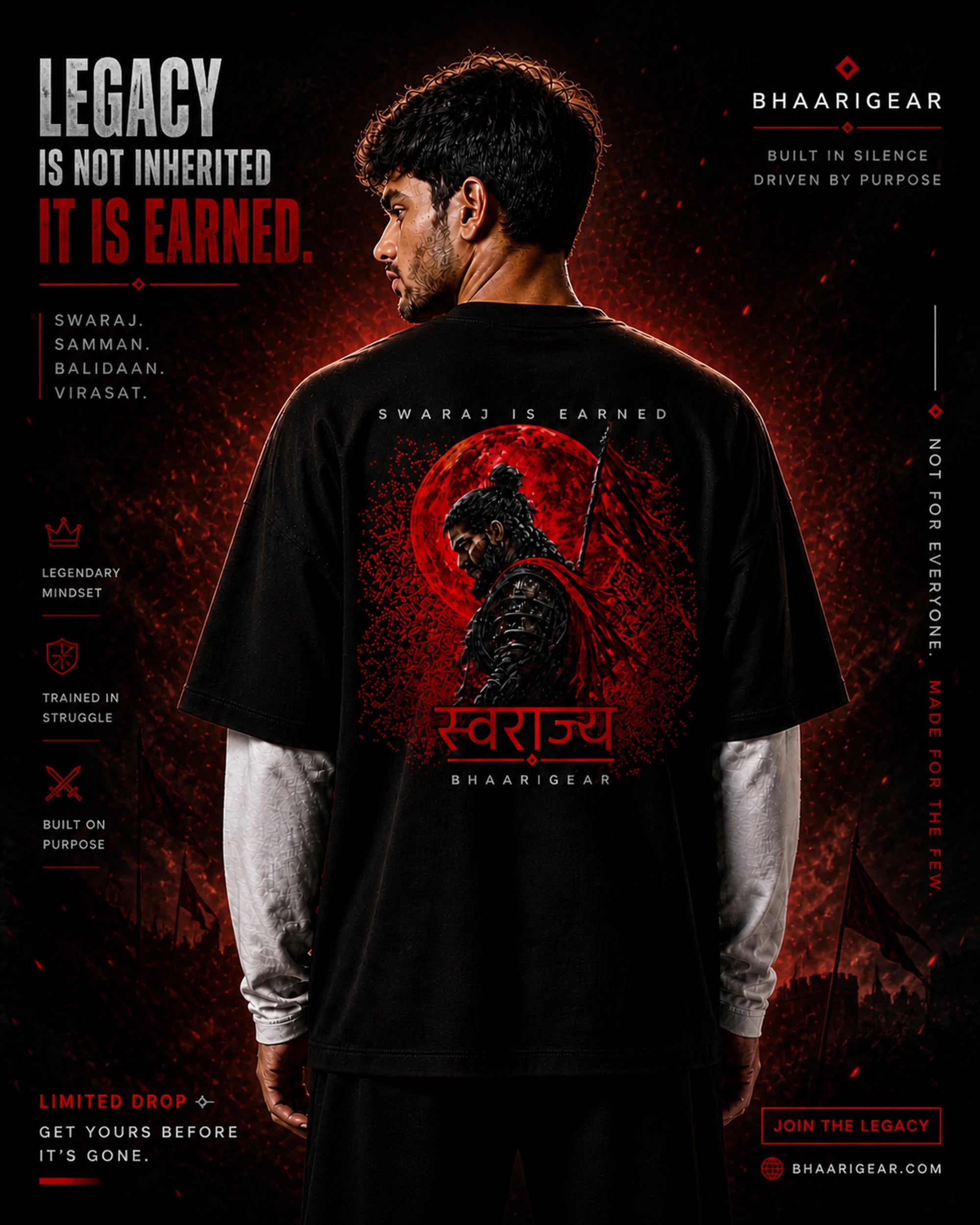Swaraj Is Earned Oversized Tee – Premium | BhaariGear