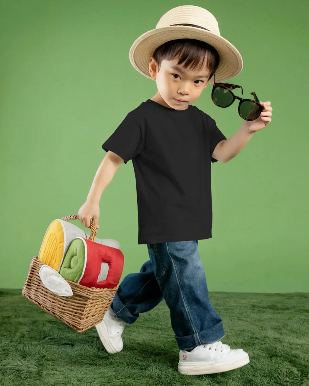 Black Spirit of Raje kids T-shirt by BhaariGear featuring warrior legacy design, front view with simple, comfortable fit.