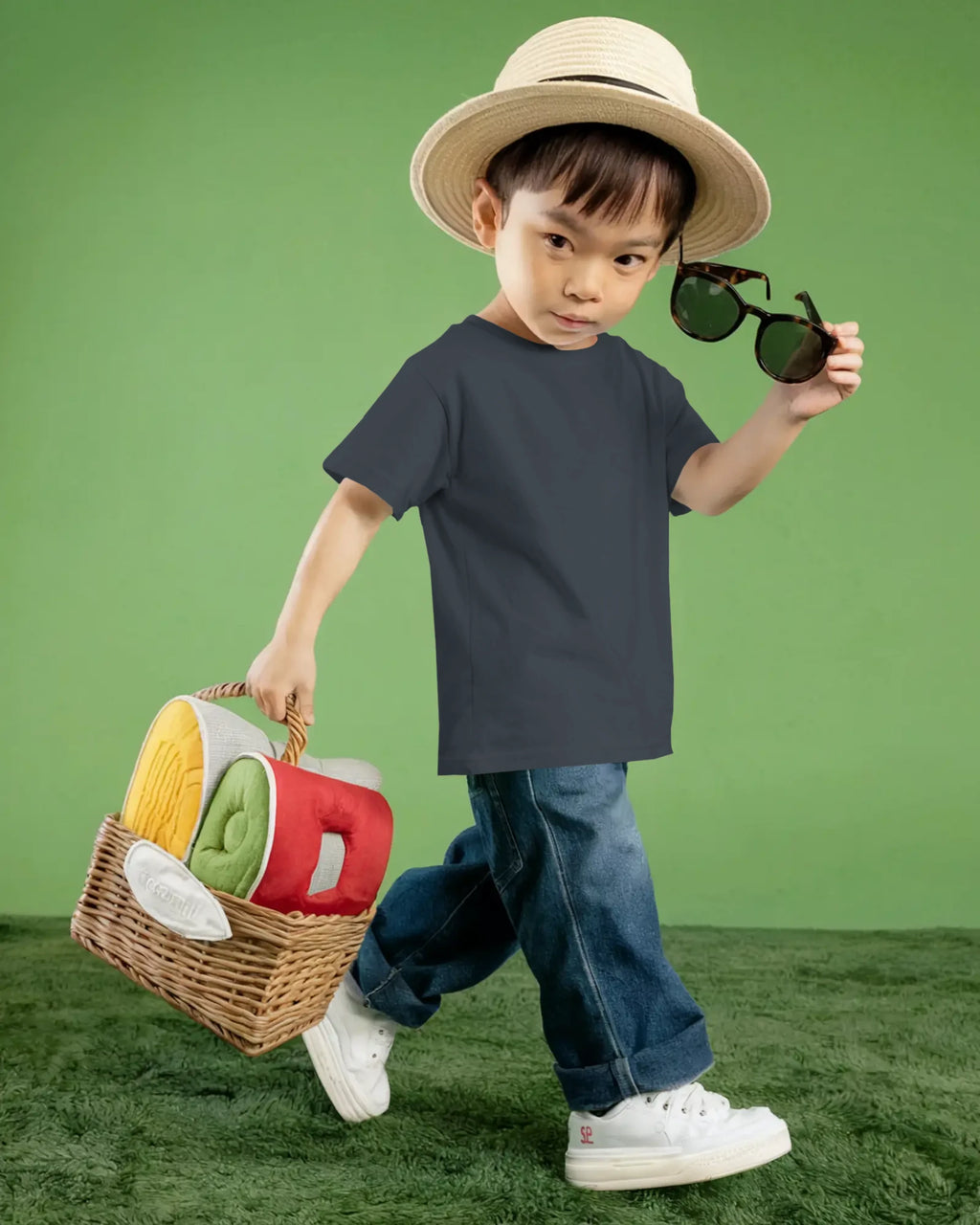 Navy blue Spirit of Raje Kids T-shirt by BhaariGear featuring a warrior legacy graphic on the front, suitable for children.