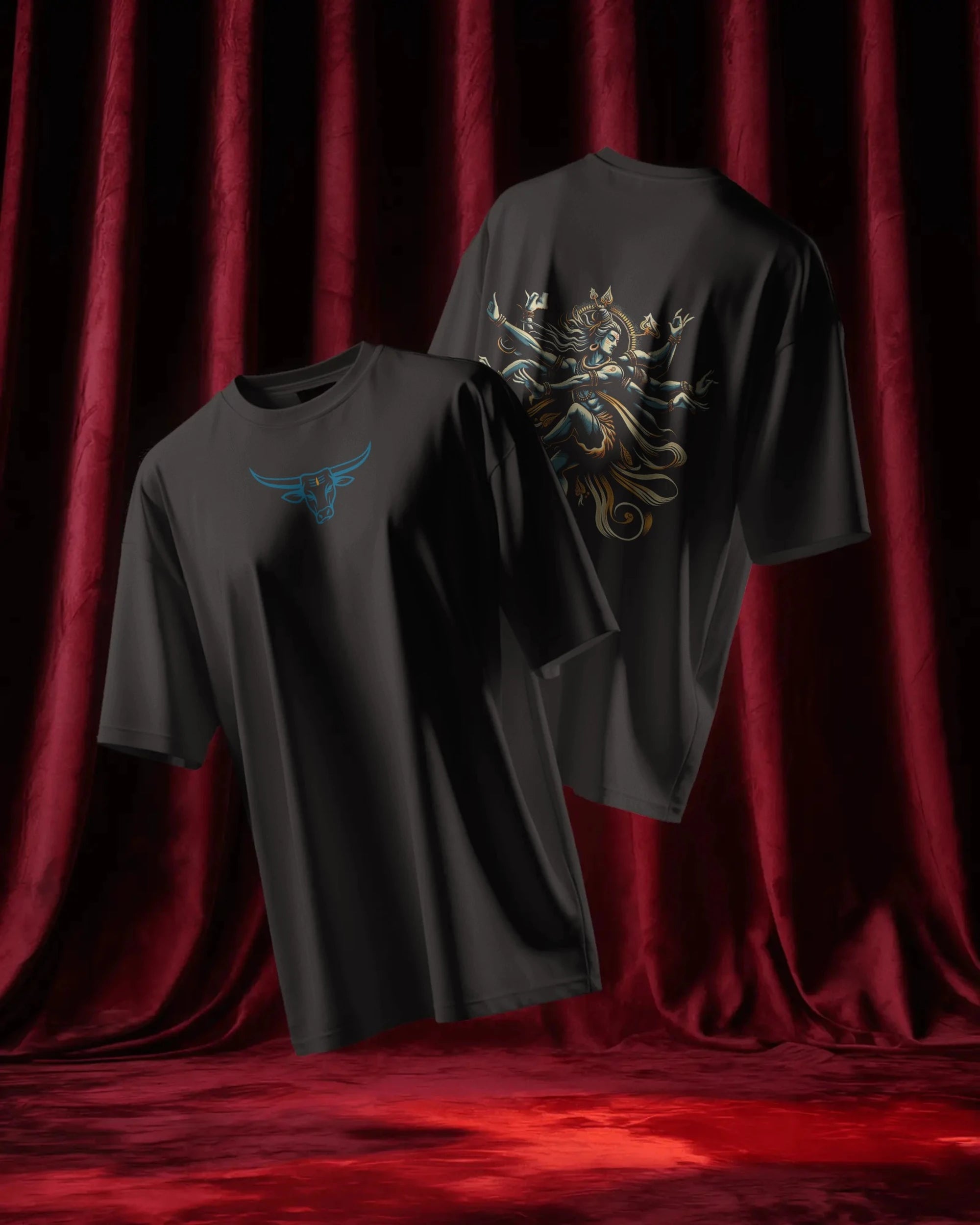 Shiva Dance Pose Streetwear T-Shirt – Nandi Front | BhaariGear® - BhaariGear