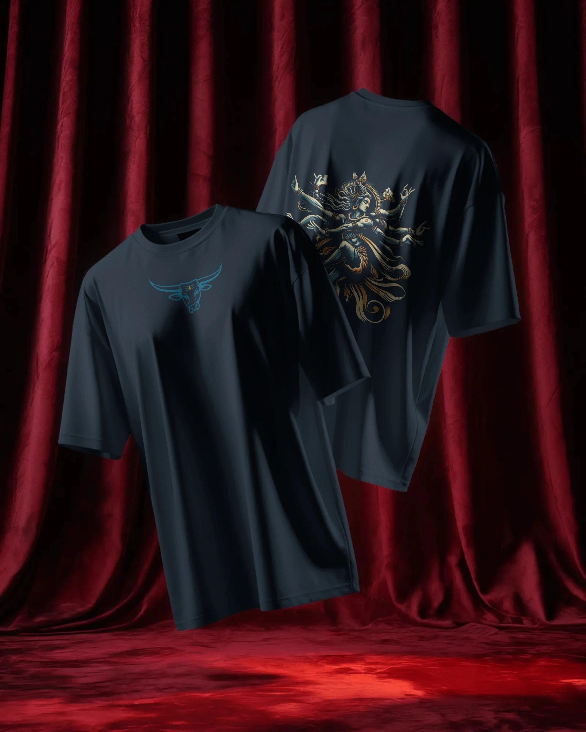 Shiva Dance Pose Streetwear T-Shirt – Nandi Front | BhaariGear® - BhaariGear