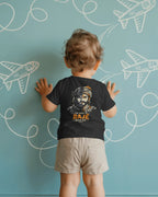 Black girls' T-shirt from BhaariGear featuring a warrior legacy design on the back, part of the Spirit of Raje collection.