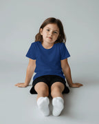 Royal blue girls' T-shirt featuring Spirit of Raje Warrior Legacy design by BhaariGear, front view showing bold graphic and comfortable fit.